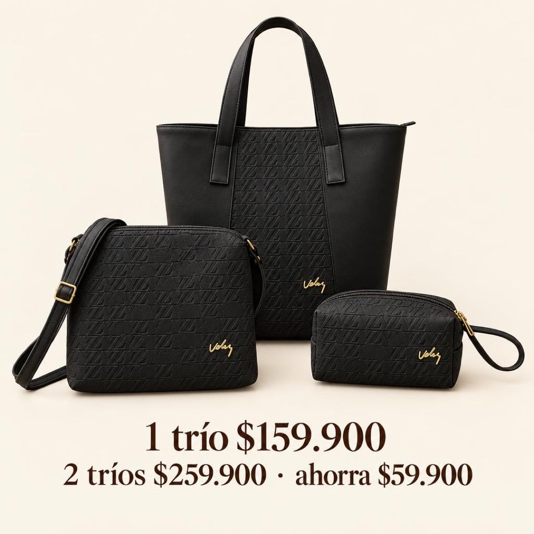 TRIO PREMIUM DE BOLSOS VÉLEZ 👜👝💛🤎🖤