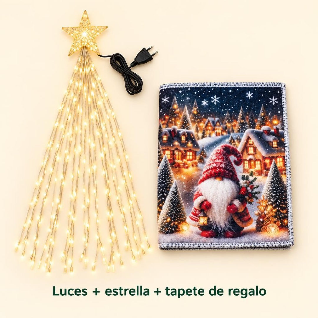 Luces Estrella Cascada y Tapete navidad