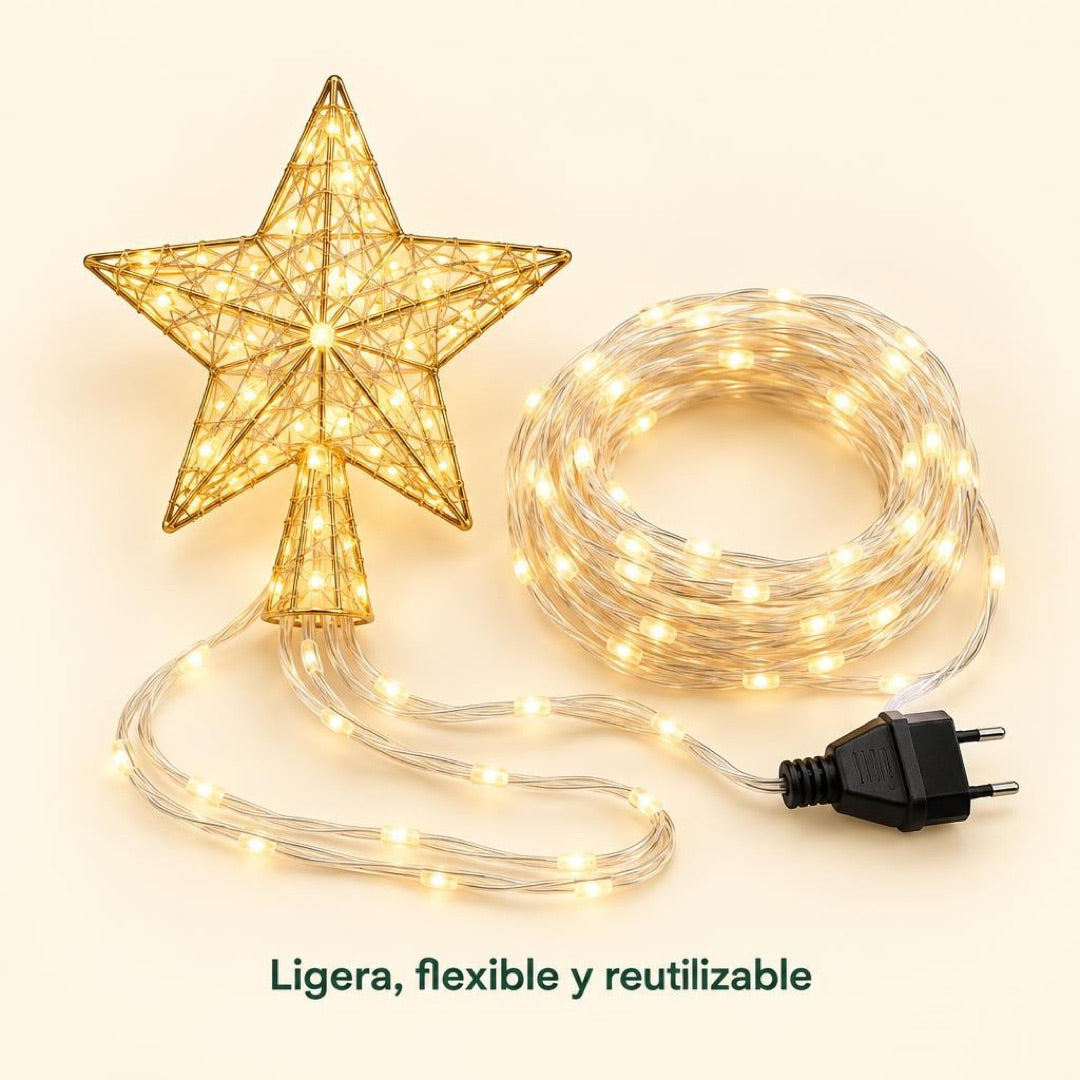 Luces Estrella Cascada y Tapete navidad