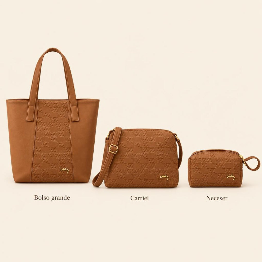 TRIO PREMIUM DE BOLSOS VÉLEZ 👜👝💛🤎🖤